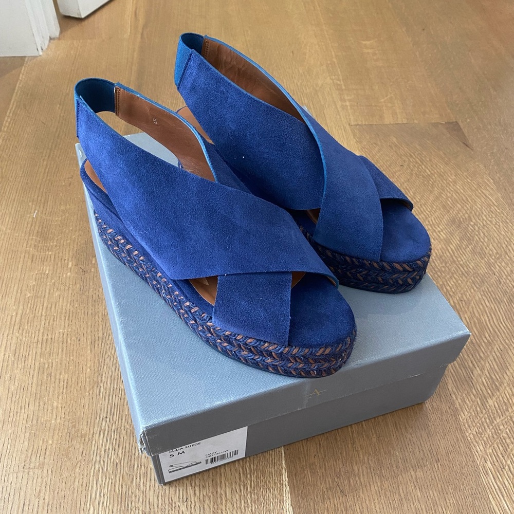 Aquatalia Jaida Suede Navy Platform Sandals